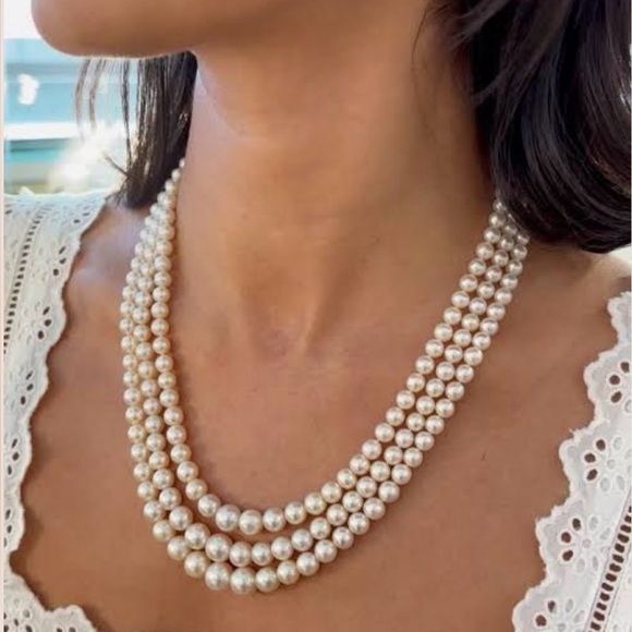 Kenneth Jay Lane Jewelry - Kenneth Jay Lane Deco three row Pearly Necklace. From Neiman Marcus.